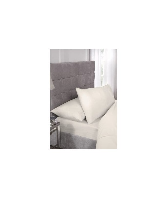 New Edge Blinds Percale Collection 180 Thread Count Percale Fitted Sheet in Ivory