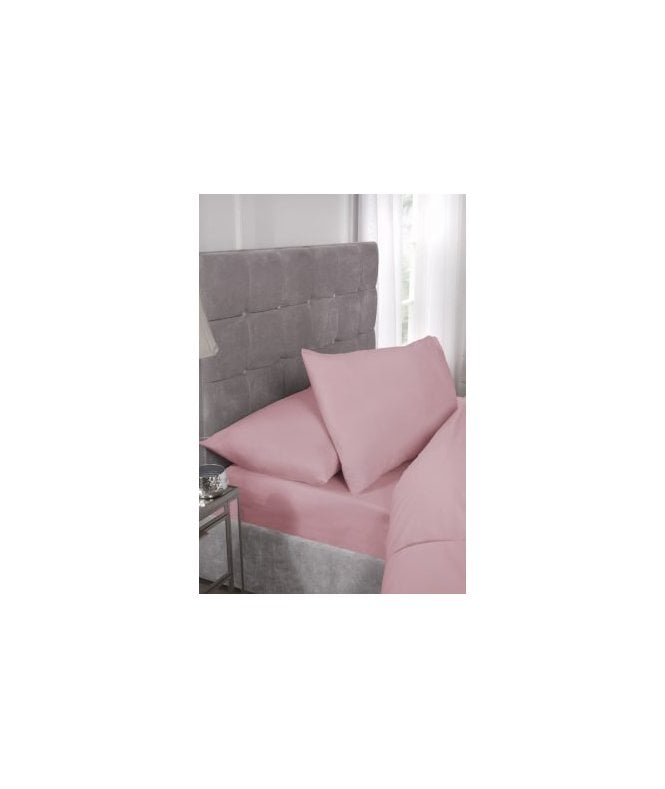 New Edge Blinds Percale Collection 180 Thread Count Percale Fitted Sheet in Pink