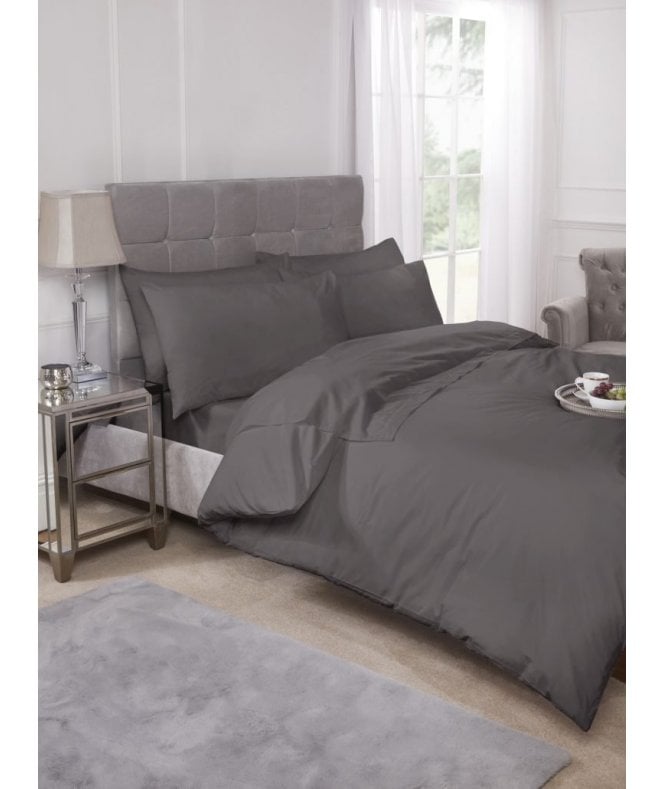 New Edge Blinds Percale Collection 180 Thread Count Percale Fitted Valance Sheet in Grey