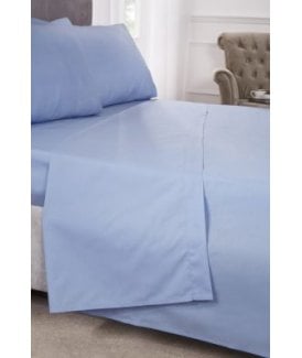 Percale Collection 180 Thread Count Percale Flat Sheet in Blue
