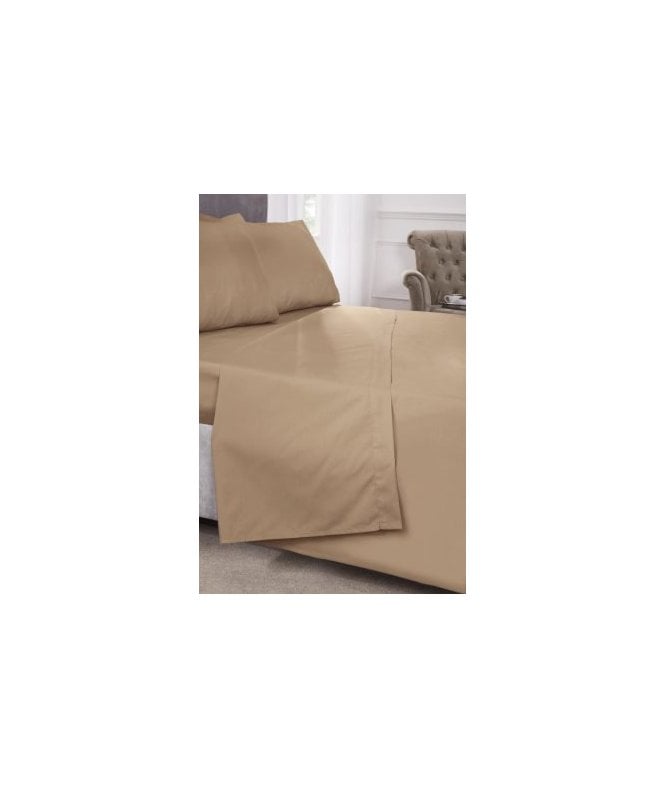 New Edge Blinds Percale Collection 180 Thread Count Percale Flat Sheet in Coffee