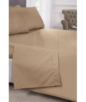 Percale Collection 180 Thread Count Percale Flat Sheet in Coffee