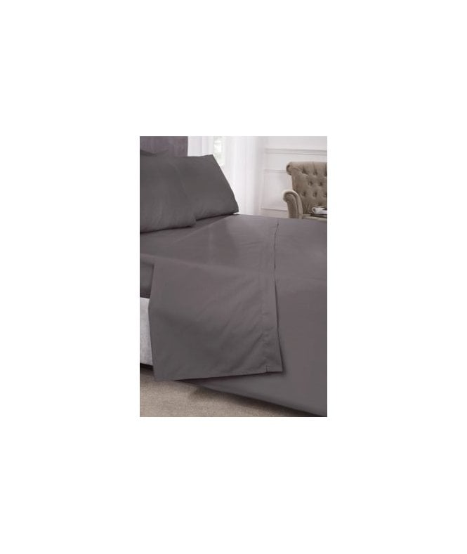 New Edge Blinds Percale Collection 180 Thread Count Percale Flat Sheet in Grey