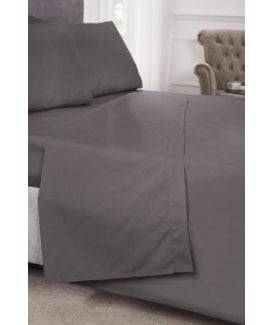Percale Collection 180 Thread Count Percale Flat Sheet in Grey