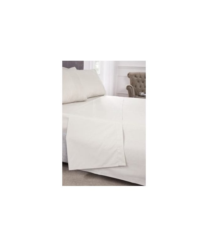 New Edge Blinds Percale Collection 180 Thread Count Percale Flat Sheet in Ivory