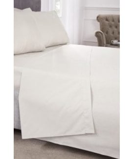 Percale Collection 180 Thread Count Percale Flat Sheet in Ivory