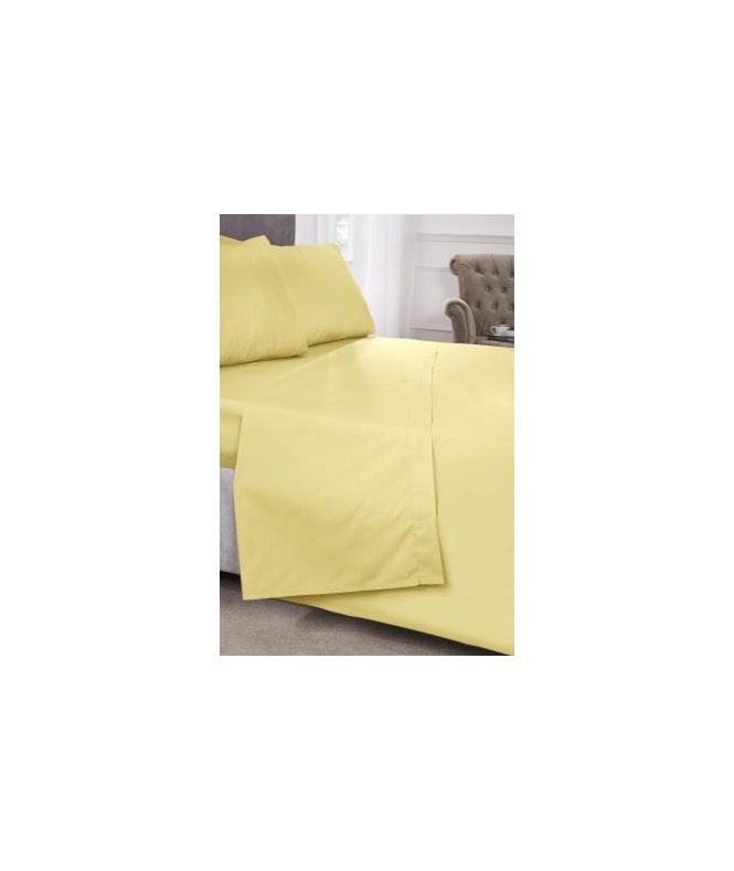 New Edge Blinds Percale Collection 180 Thread Count Percale Flat Sheet in Lemon