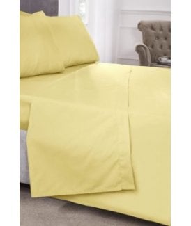 Percale Collection 180 Thread Count Percale Flat Sheet in Lemon