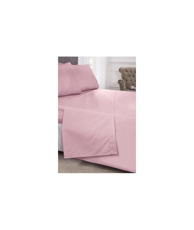 New Edge Blinds Percale Collection 180 Thread Count Percale Flat Sheet in Pink
