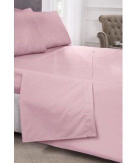 Percale Collection 180 Thread Count Percale Flat Sheet in Pink
