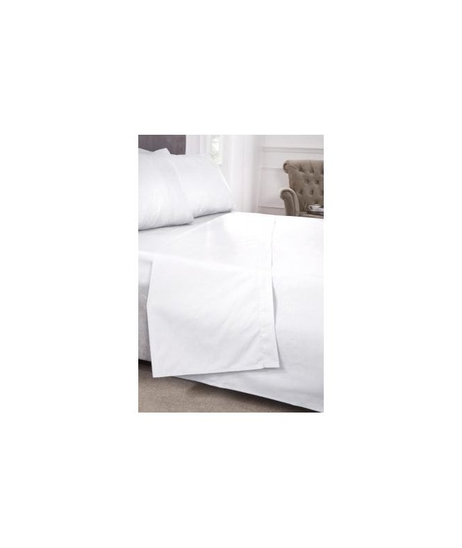 New Edge Blinds Percale Collection 180 Thread Count Percale Flat Sheet in White