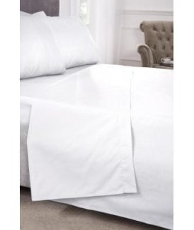 Percale Collection 180 Thread Count Percale Flat Sheet in White