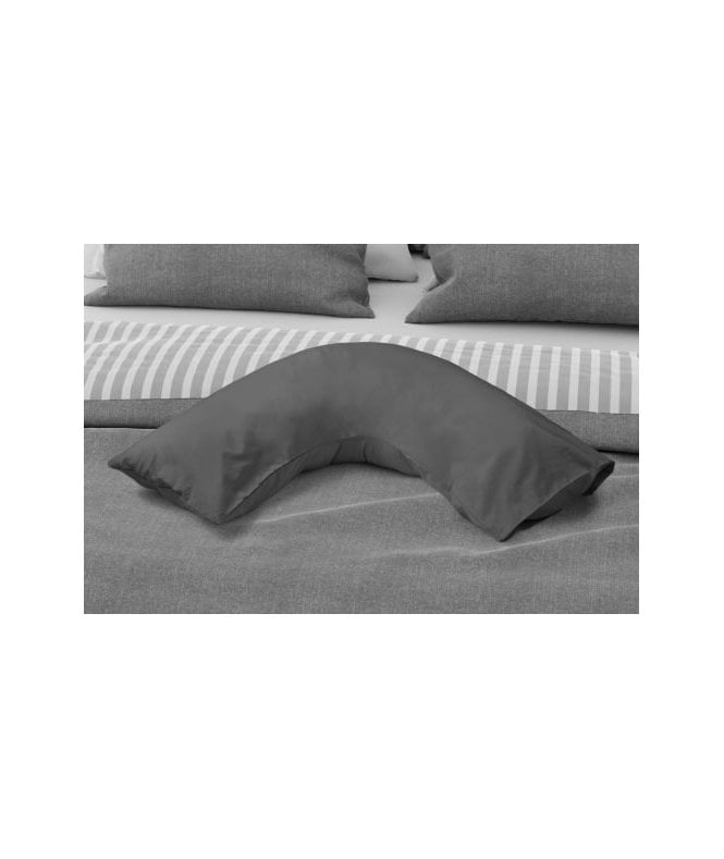 New Edge Blinds Percale Collection 180 Thread Count Percale V- Shaped Pillowcase in Grey