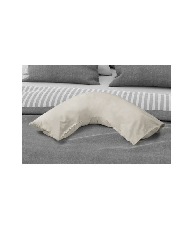 New Edge Blinds Percale Collection 180 Thread Count Percale V- Shaped Pillowcase in Ivory