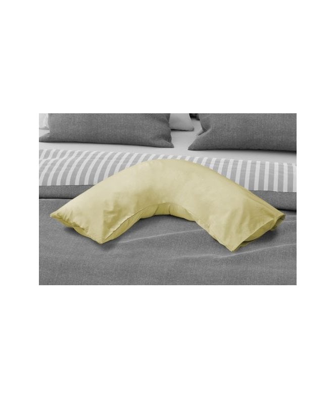 New Edge Blinds Percale Collection 180 Thread Count Percale V- Shaped Pillowcase in Lemon