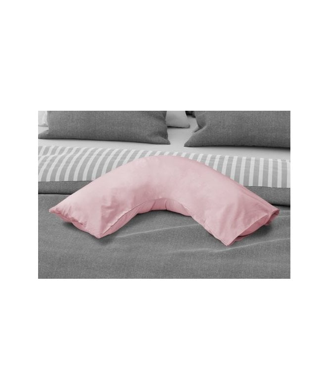 New Edge Blinds Percale Collection 180 Thread Count Percale V- Shaped Pillowcase in Pink