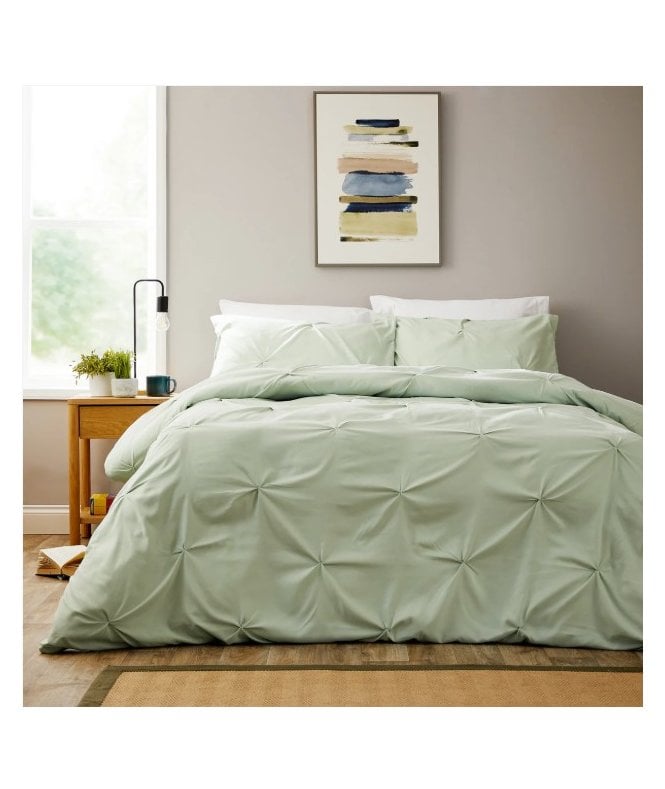 New Edge Blinds Pintuck Duvet Set in Sage Green