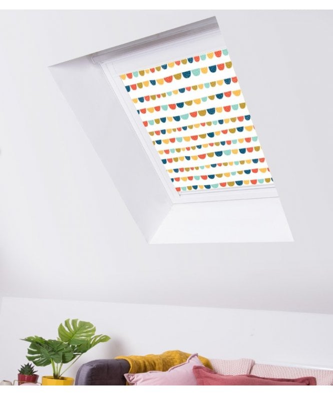 New Edge Blinds Playful Bunting Bright Blackout Skylight Blind for VELUX® Roof Windows (G Codes)
