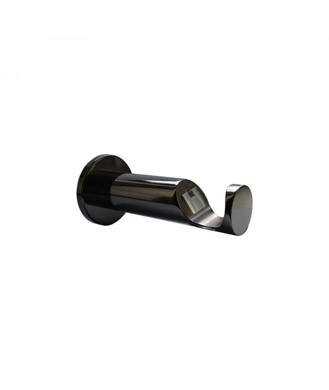 New Edge Blinds Polished Graphite Quick Lock Cylinder Metal Curtain Pole Support Bracket Pair (28mm)