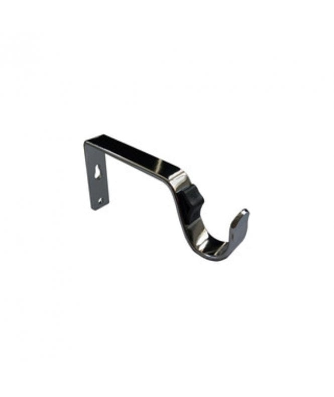 New Edge Blinds Polished Graphite Quick Lock Fixed Metal Curtain Pole Support Bracket Pair (28mm)