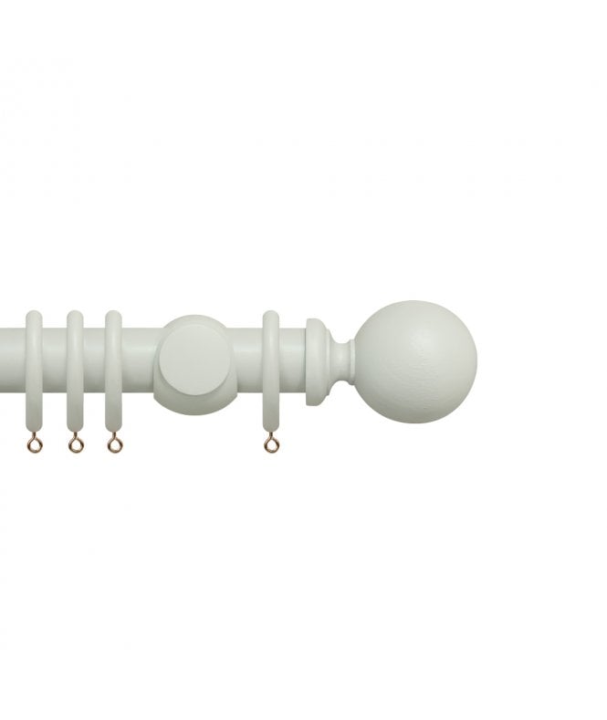 New Edge Blinds Premium 35mm Wooden Curtain Pole Set - Chalk White