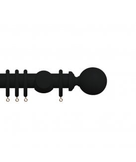 Premium 35mm Wooden Curtain Pole Set - Coal Black