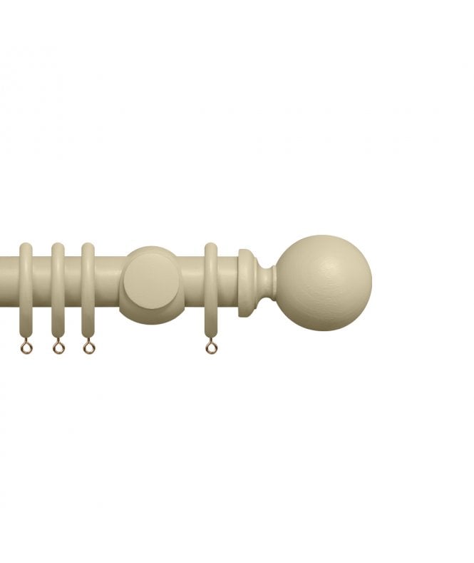 New Edge Blinds Premium 35mm Wooden Curtain Pole Set - Cotton Cream