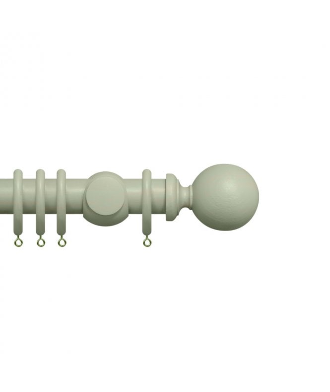 New Edge Blinds Premium 35mm Wooden Curtain Pole Set - Light Grey