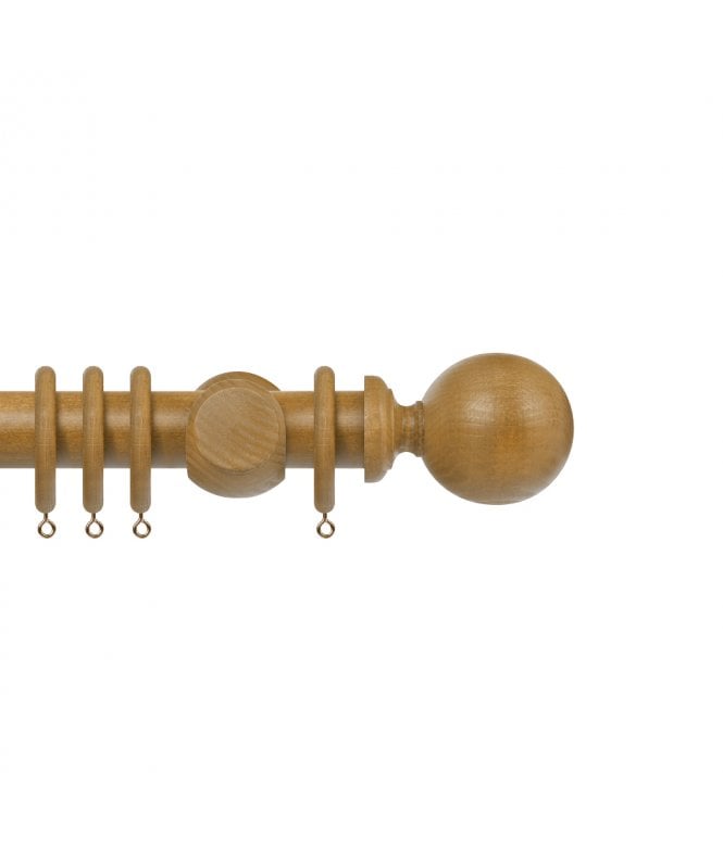 New Edge Blinds Premium 35mm Wooden Curtain Pole Set - Light Oak