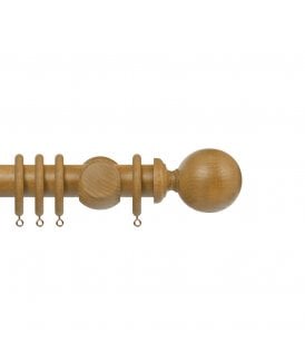 Premium 35mm Wooden Curtain Pole Set - Light Oak