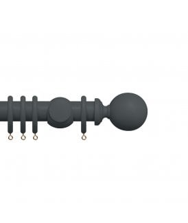 Premium 35mm Wooden Curtain Pole Set - Slate Grey