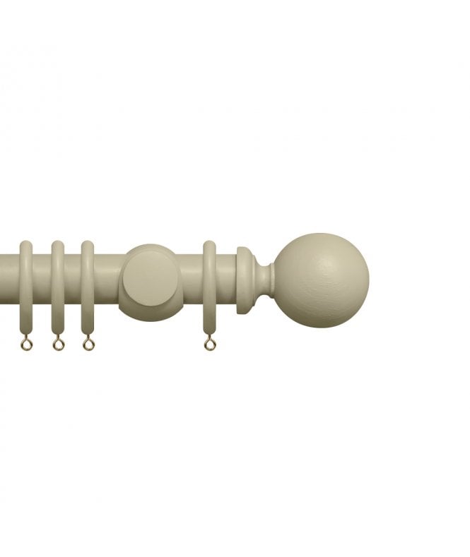 New Edge Blinds Premium 35mm Wooden Curtain Pole Set - Stone Grey