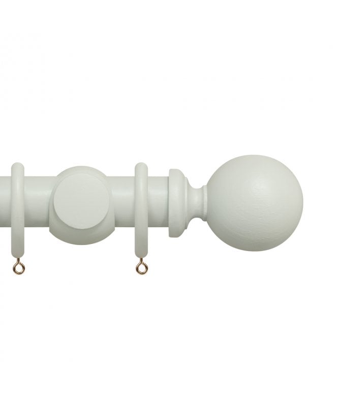 New Edge Blinds Premium 50mm Wooden Curtain Pole Set - Chalk White