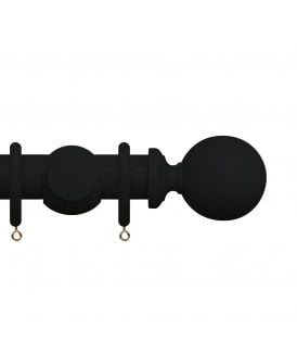 Premium 50mm Wooden Curtain Pole Set - Coal Black