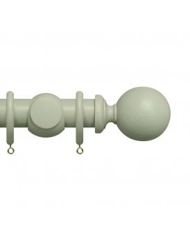 Premium 50mm Wooden Curtain Pole Set - Light Grey