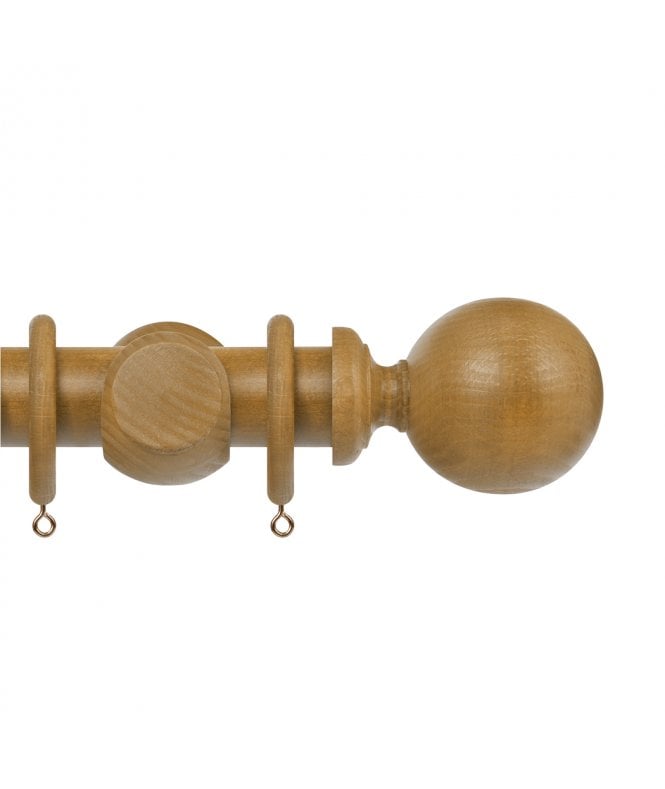 New Edge Blinds Premium 50mm Wooden Curtain Pole Set - Light Oak