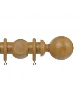Premium 50mm Wooden Curtain Pole Set - Light Oak