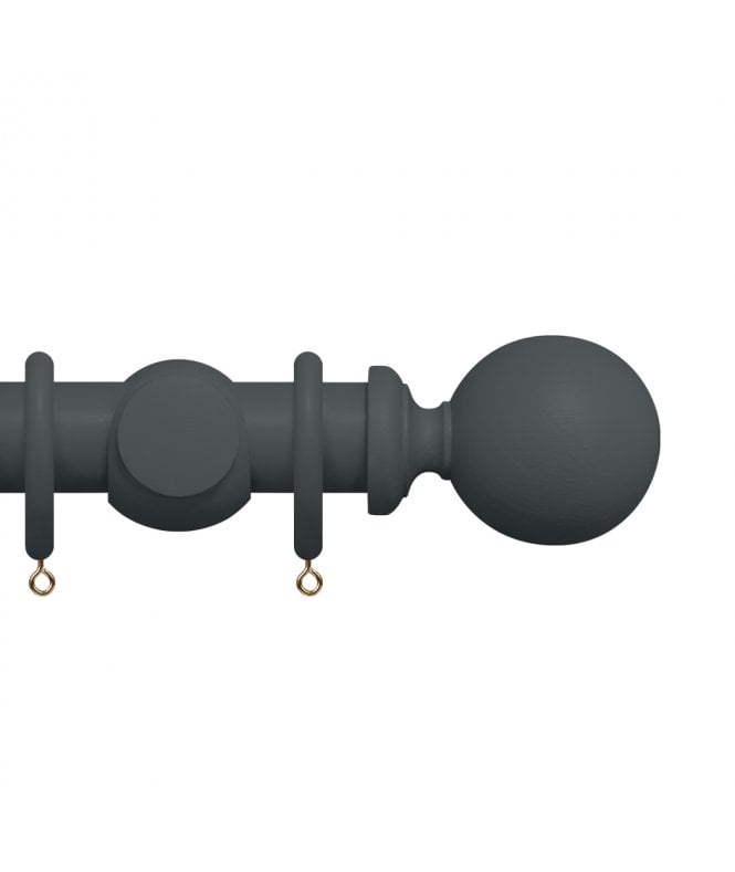 New Edge Blinds Premium 50mm Wooden Curtain Pole Set - Slate Grey