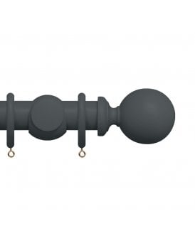 Premium 50mm Wooden Curtain Pole Set - Slate Grey