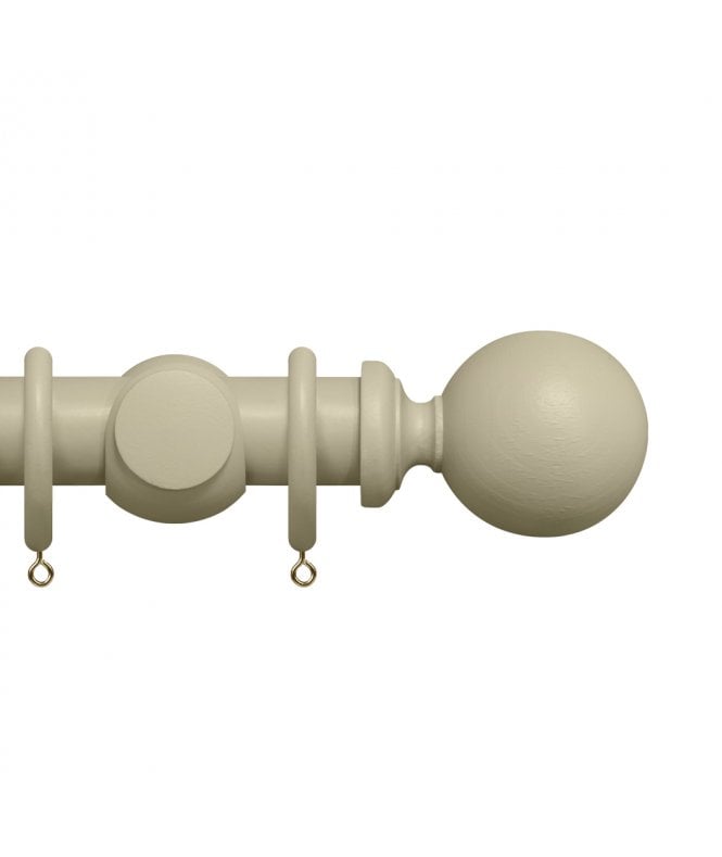 New Edge Blinds Premium 50mm Wooden Curtain Pole Set - Stone Grey