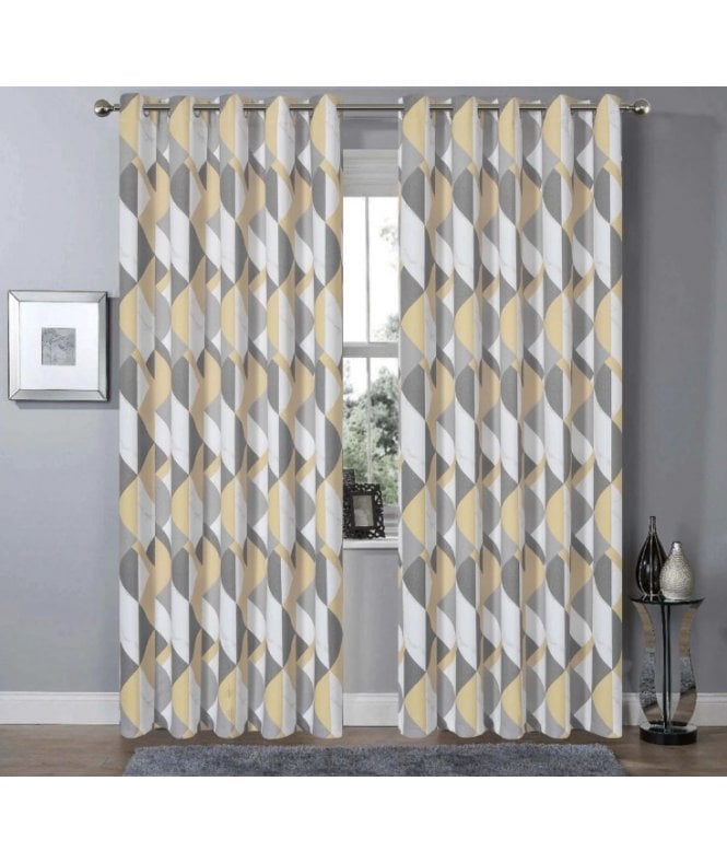New Edge Blinds Printed Marble Curtains in Ochre