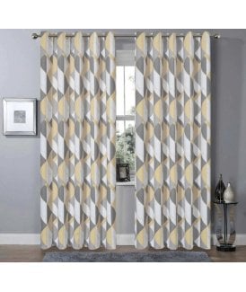 Printed Marble Curtains in Ochre