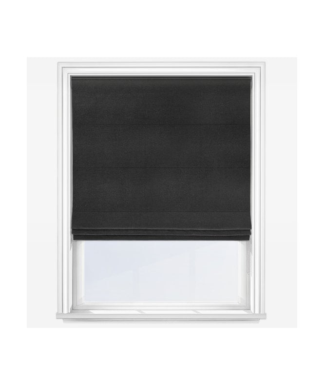 New Edge Blinds Ready Made Soft Textured Roman Blind in Noir, 200cm Drop