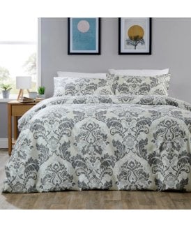Regal Damask Duvet Set in Grey