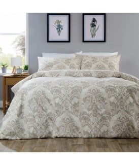 Regal Damask Duvet Set in Natural