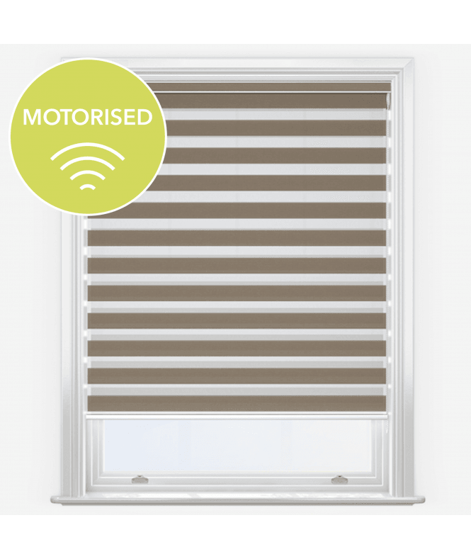 New Edge Blinds Regal Latte Motorised Dimout Day & Night Roller Blind