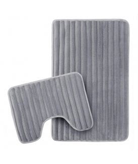 Ribbed Bath Mat Set in Charcoal