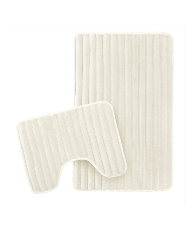 New Edge Blinds Ribbed Bath Mat Set in Cream