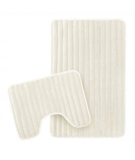 Ribbed Bath Mat Set in Cream