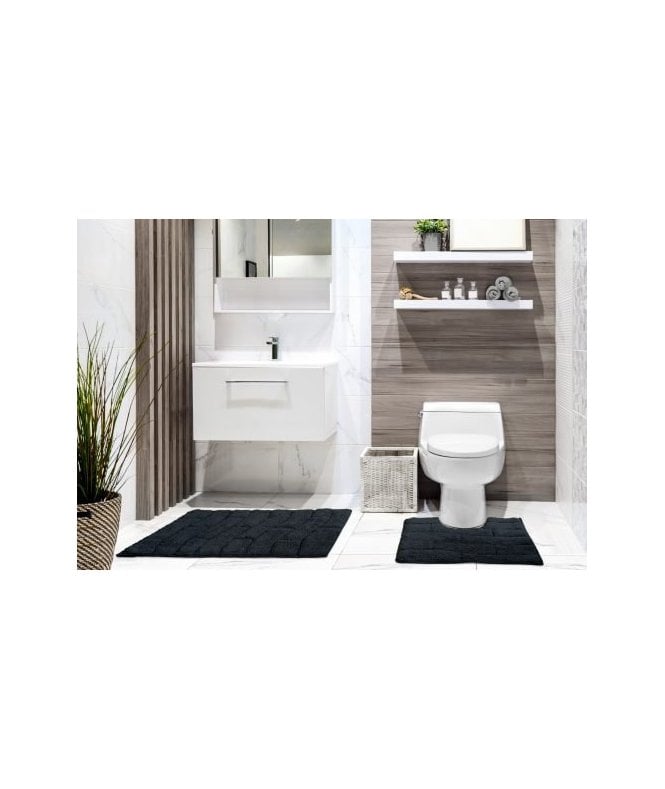 New Edge Blinds Ripple Collection Pure Cotton Jacquard 2pc Bath Set in Black